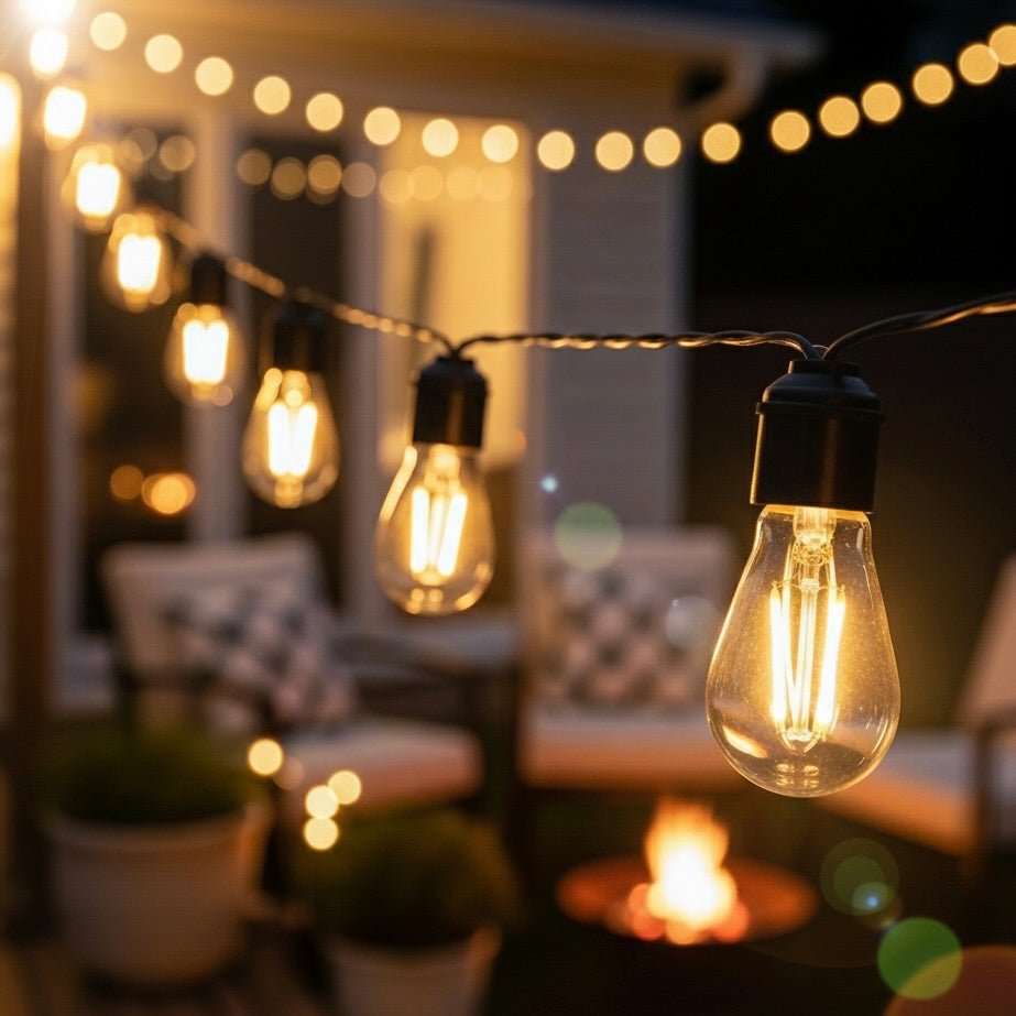 10m Solar LED Vintage Festoon Outdoor Bulb String Light - Maeve Living