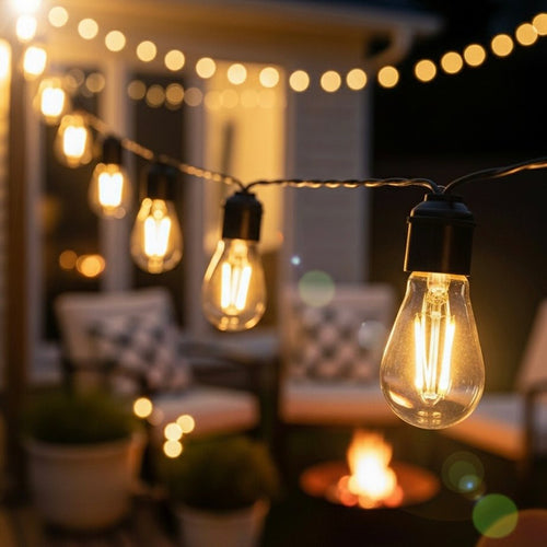 10m Solar LED Vintage Festoon Outdoor Bulb String Light - Maeve Living