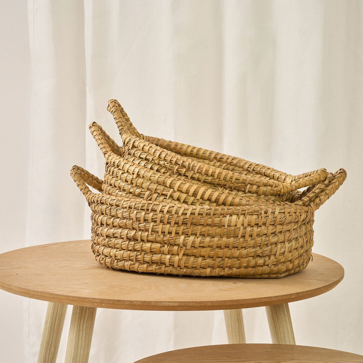3-Piece Oval Tray Baskets Set - Maeve Living