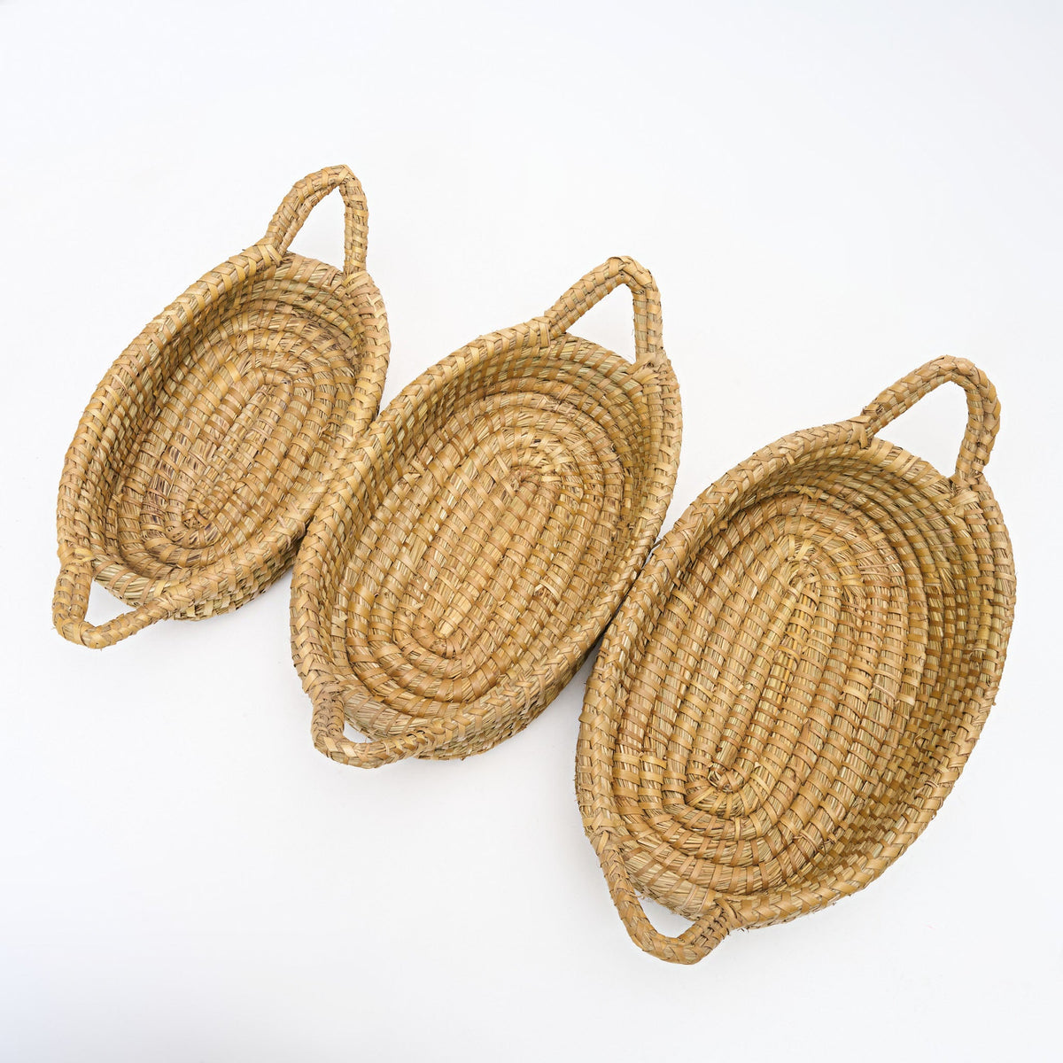 3-Piece Oval Tray Baskets Set - Maeve Living