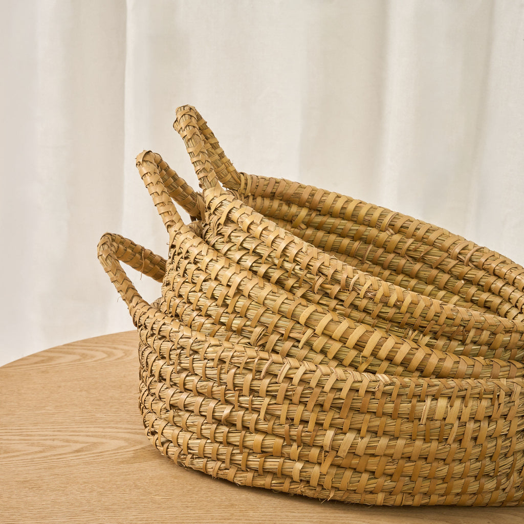 3-Piece Oval Tray Baskets Set - Maeve Living