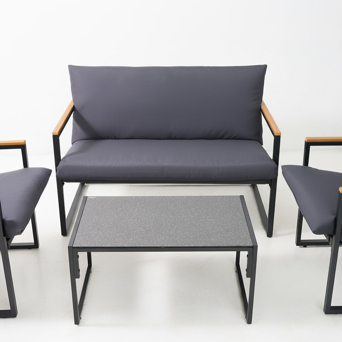 4-Piece Charcoal Patio Sofa Set - Maeve Living