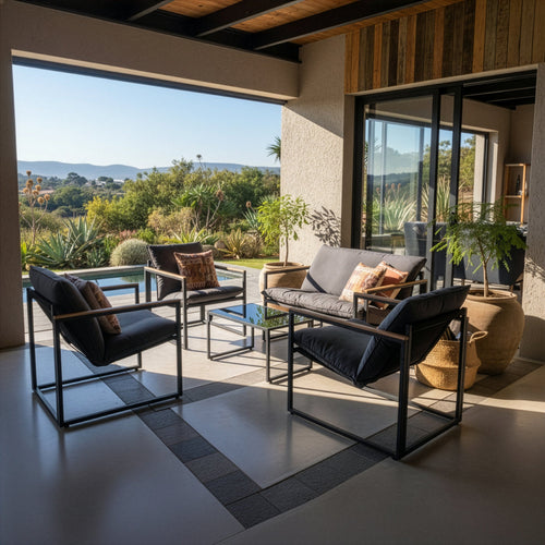 4-Piece Charcoal Patio Sofa Set - Maeve Living