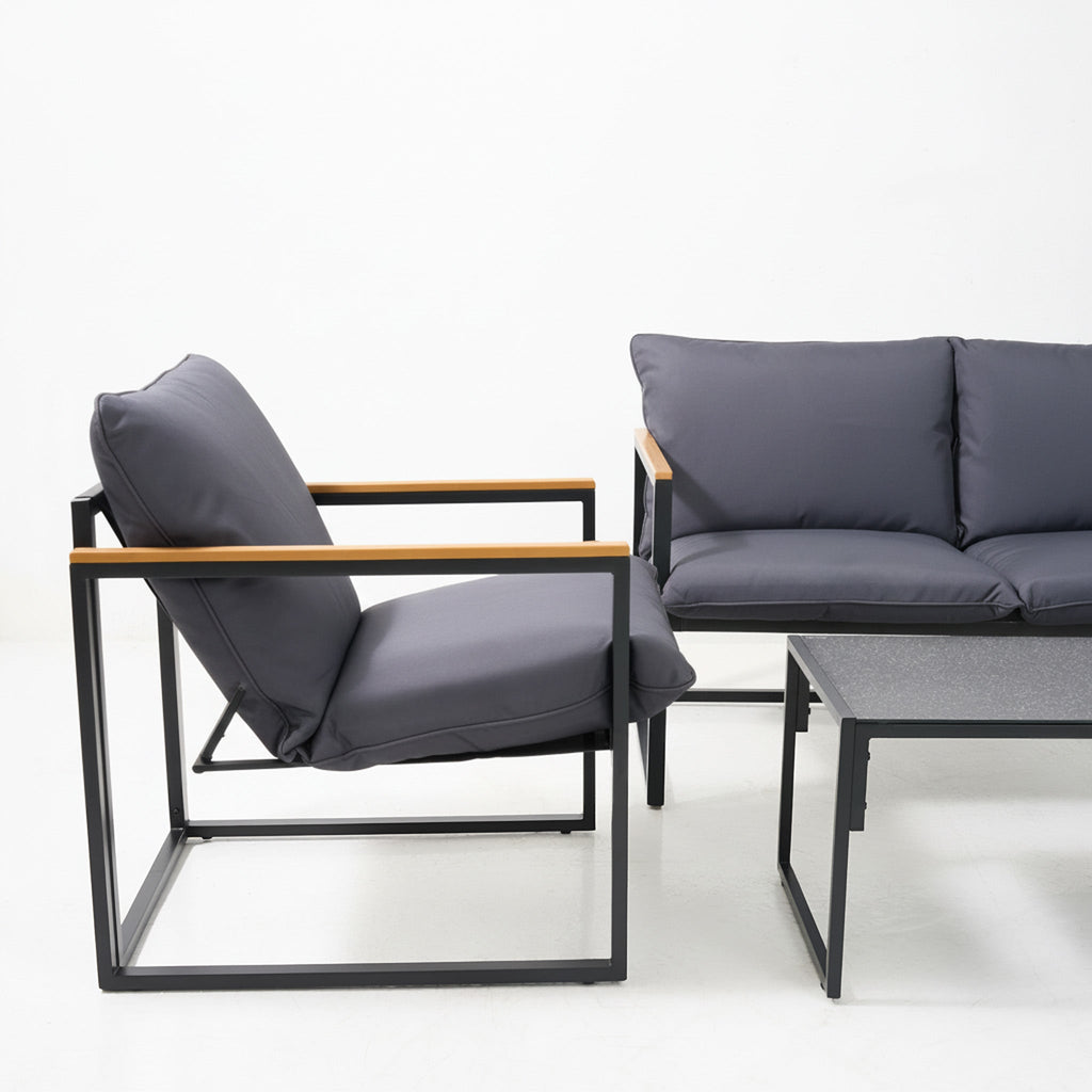 4-Piece Charcoal Patio Sofa Set - Maeve Living