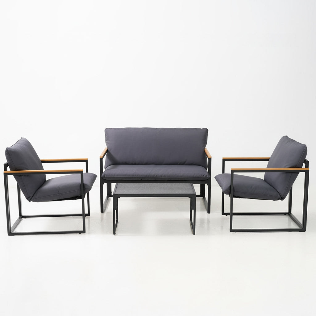 4-Piece Charcoal Patio Sofa Set - Maeve Living