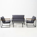 4-Piece Charcoal Patio Sofa Set - Maeve Living