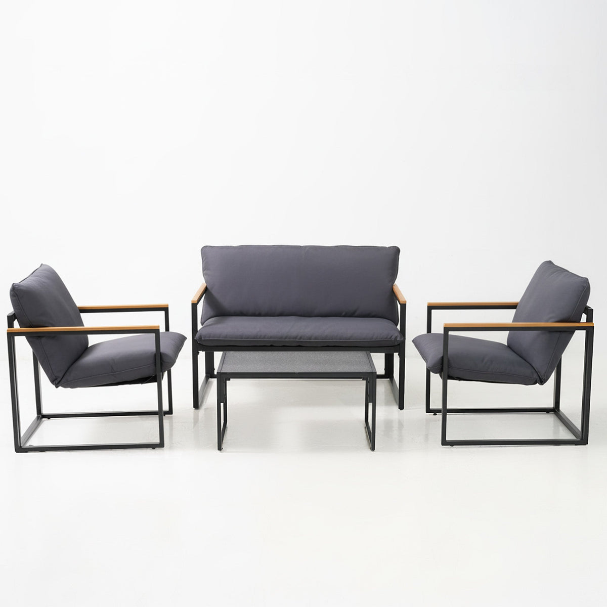 4-Piece Charcoal Patio Sofa Set - Maeve Living