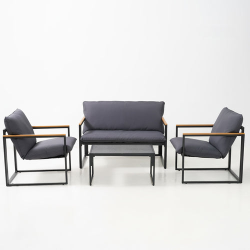 4-Piece Charcoal Patio Sofa Set - Maeve Living