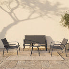 4-Piece Weather-Resistant Padded Steel Patio Set - Maeve Living