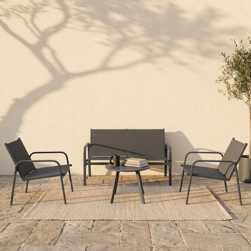4-Piece Weather-Resistant Padded Steel Patio Set - Maeve Living
