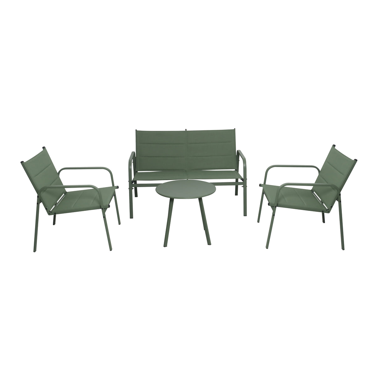 4-Piece Weather-Resistant Padded Steel Patio Set - Maeve Living
