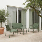 4-Piece Weather-Resistant Padded Steel Patio Set - Maeve Living