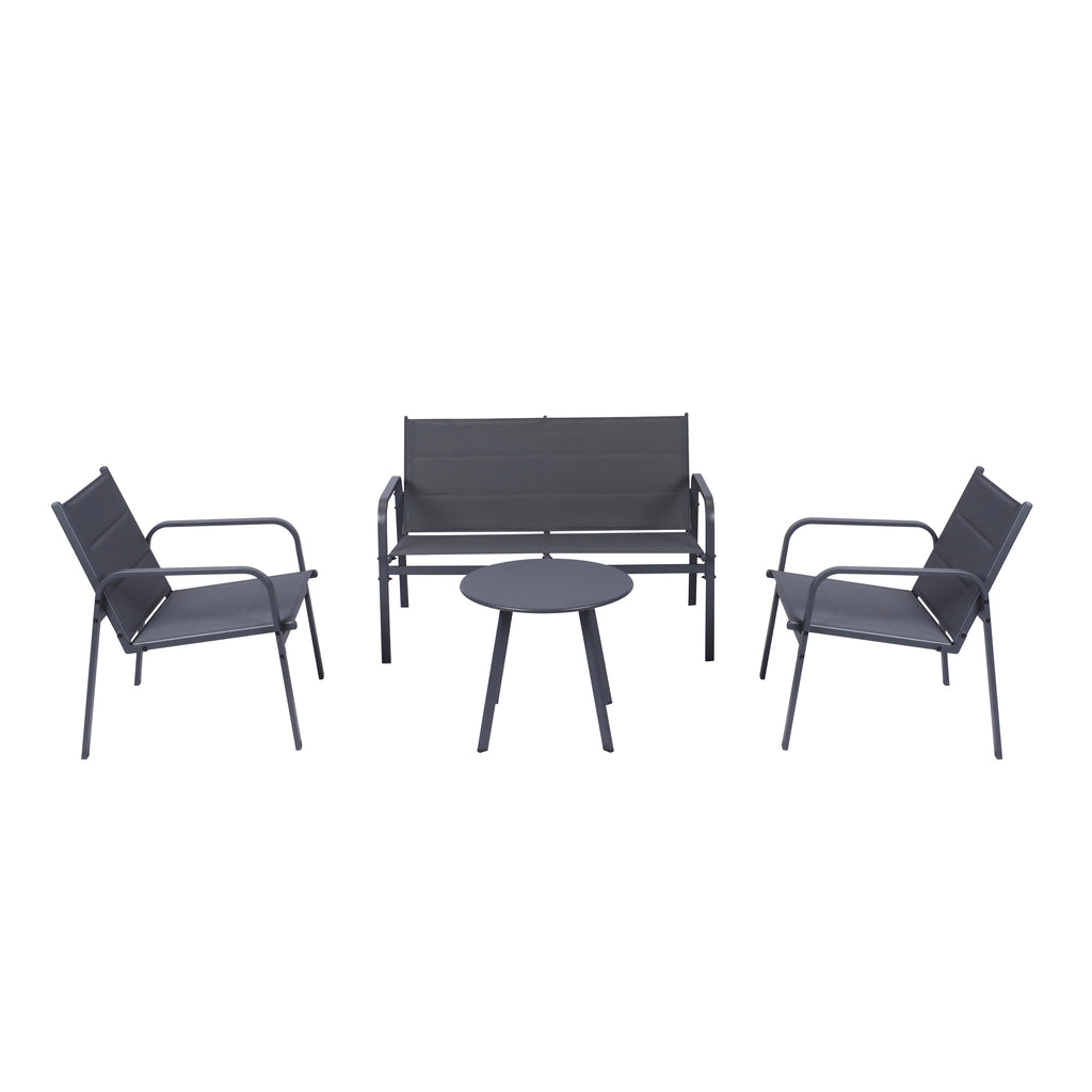 4-Piece Weather-Resistant Padded Steel Patio Set - Maeve Living
