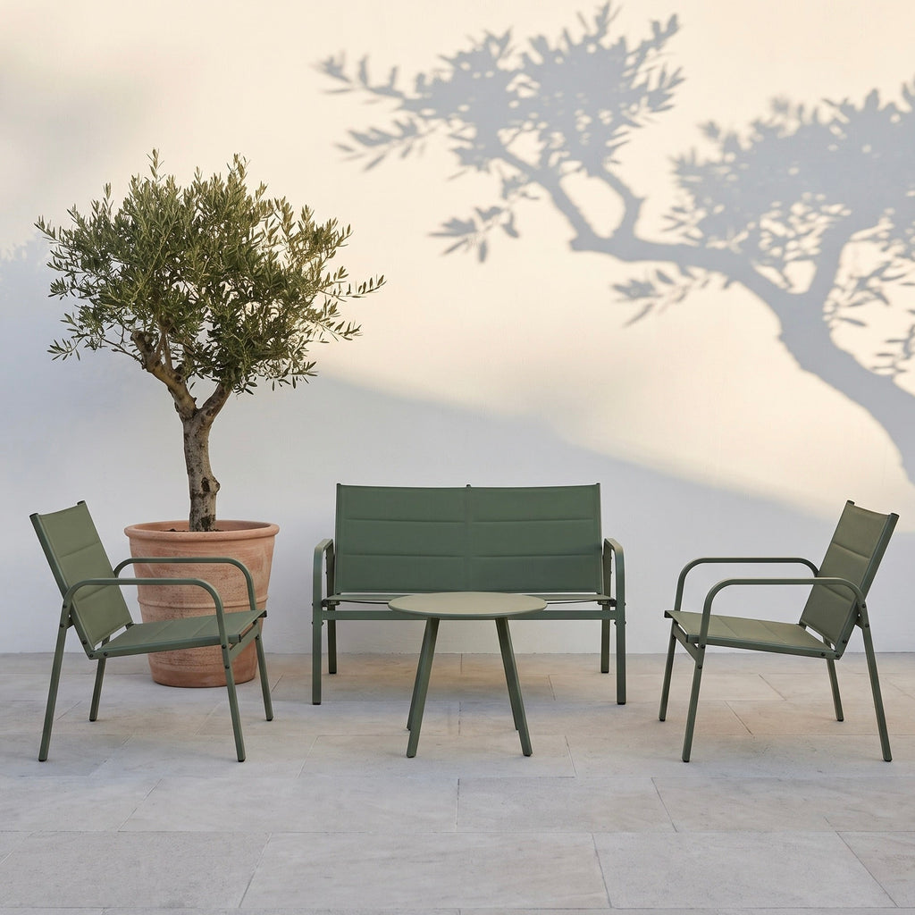4-Piece Weather-Resistant Padded Steel Patio Set - Maeve Living