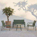 4-Piece Weather-Resistant Padded Steel Patio Set - Maeve Living