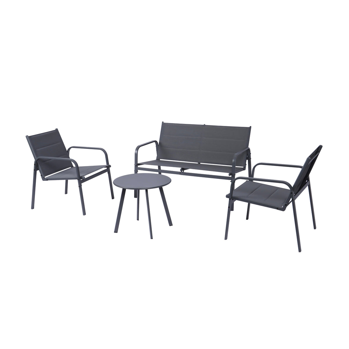4-Piece Weather-Resistant Padded Steel Patio Set - Maeve Living