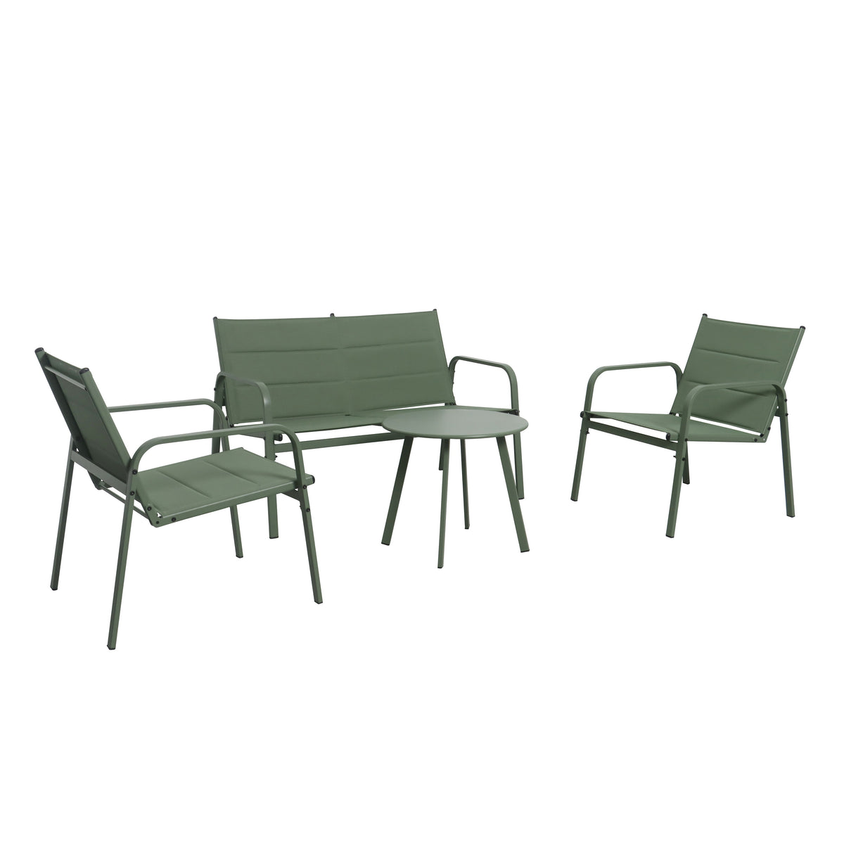 4-Piece Weather-Resistant Padded Steel Patio Set - Maeve Living