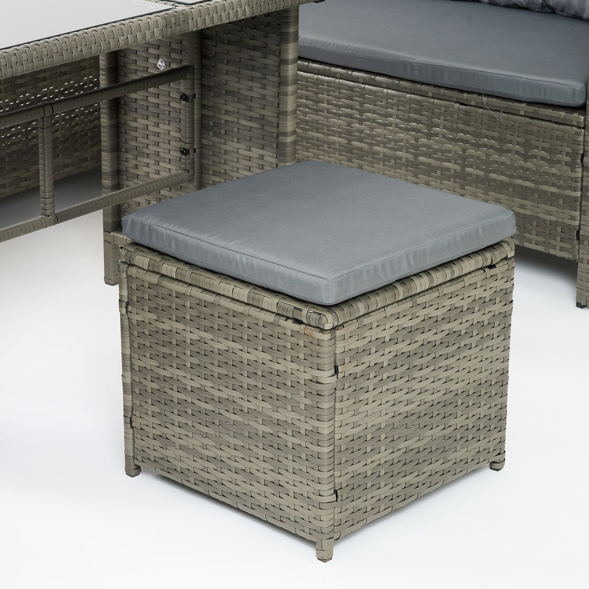 6-Piece Rattan Cushioned Patio Set with Glass Table - Maeve Living