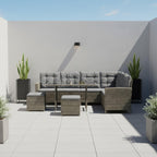 6-Piece Rattan Cushioned Patio Set with Glass Table - Maeve Living