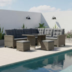 6-Piece Rattan Cushioned Patio Set with Glass Table - Maeve Living