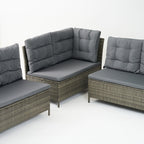 6-Piece Rattan Cushioned Patio Set with Glass Table - Maeve Living