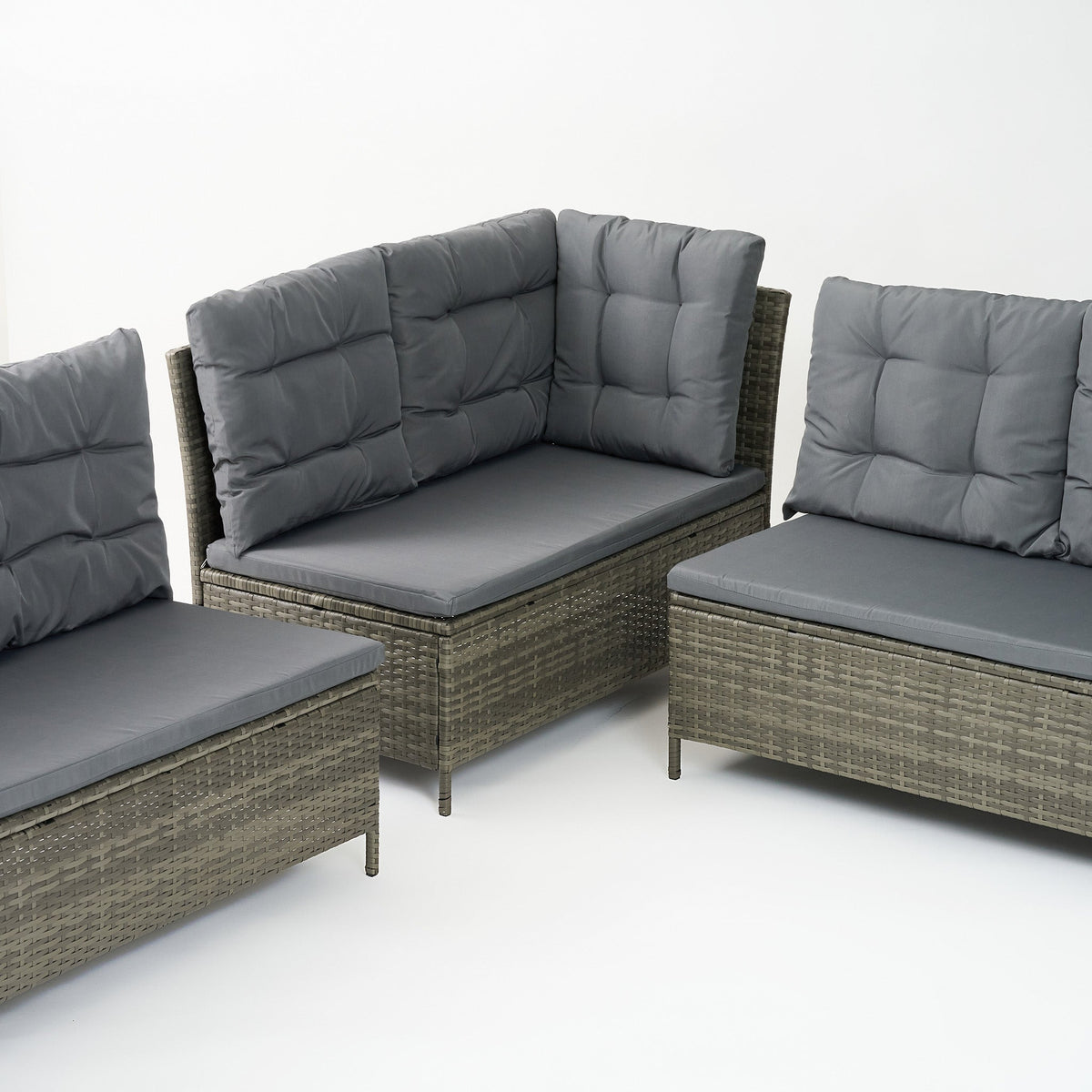 6-Piece Rattan Cushioned Patio Set with Glass Table - Maeve Living