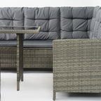 6-Piece Rattan Cushioned Patio Set with Glass Table - Maeve Living