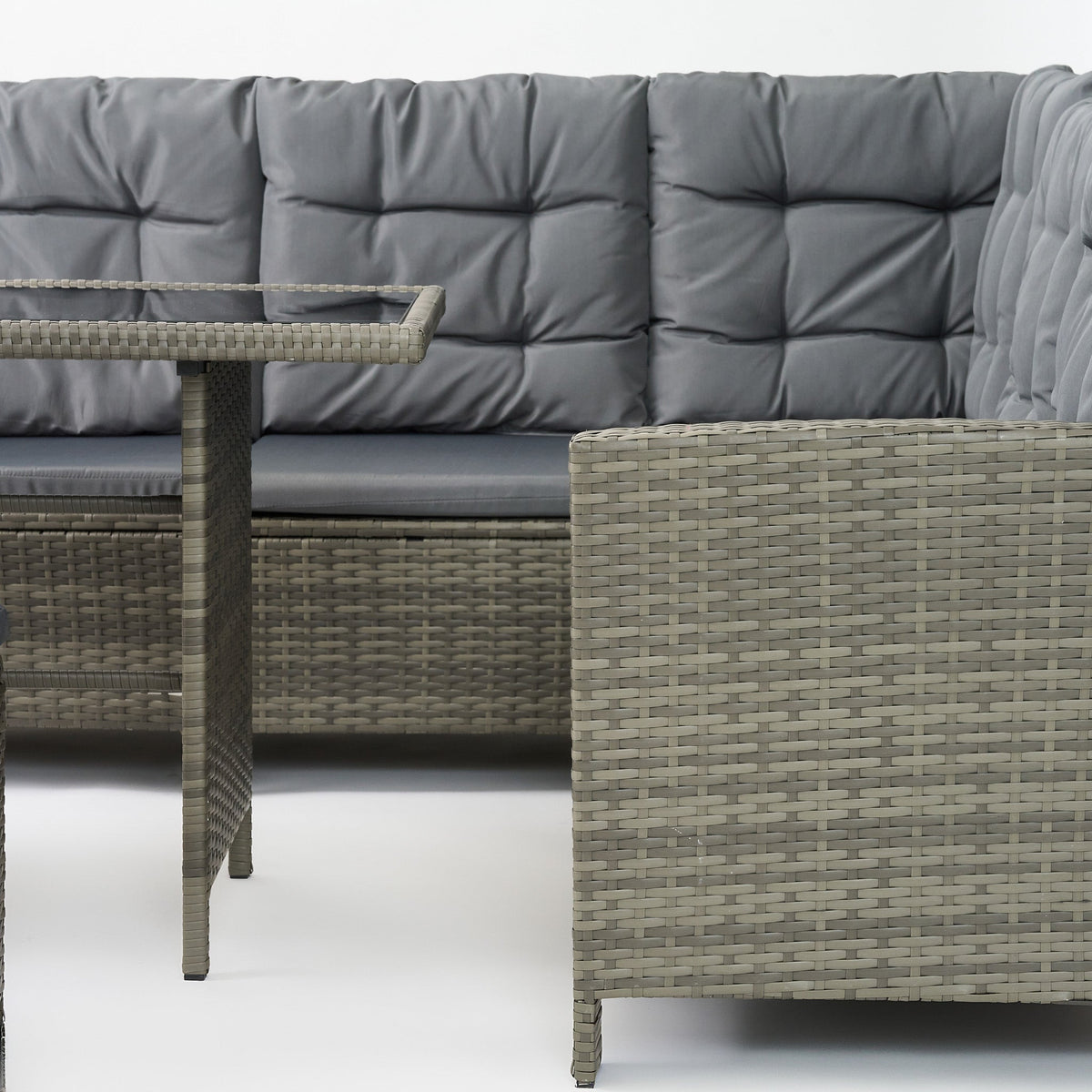 6-Piece Rattan Cushioned Patio Set with Glass Table - Maeve Living