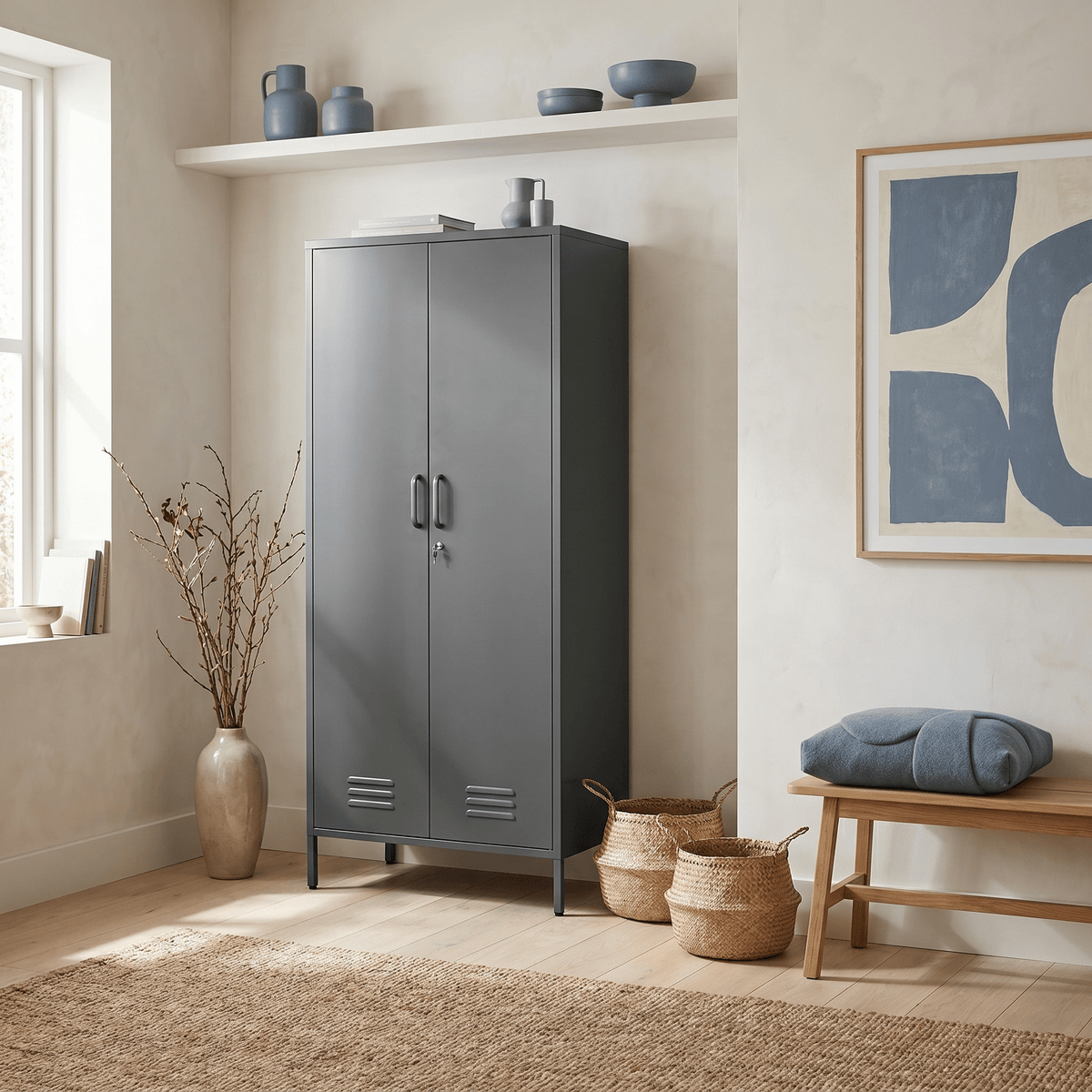 Bloom Two-Door Metal Wardrobe - Maeve Living