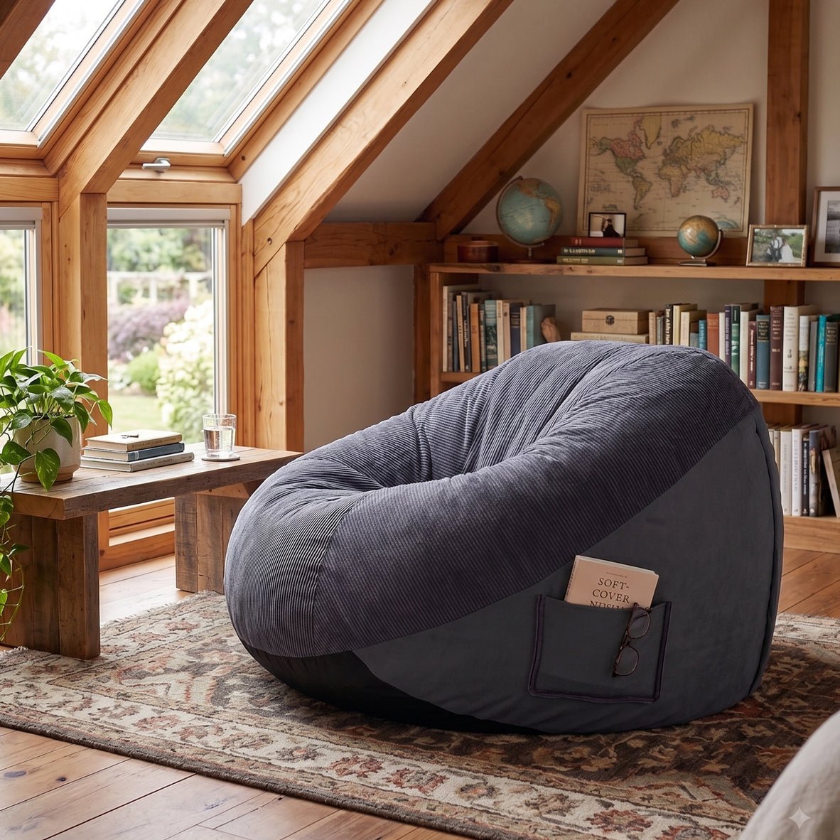 Corduroy Indoor Foam Beanbag - Maeve Living
