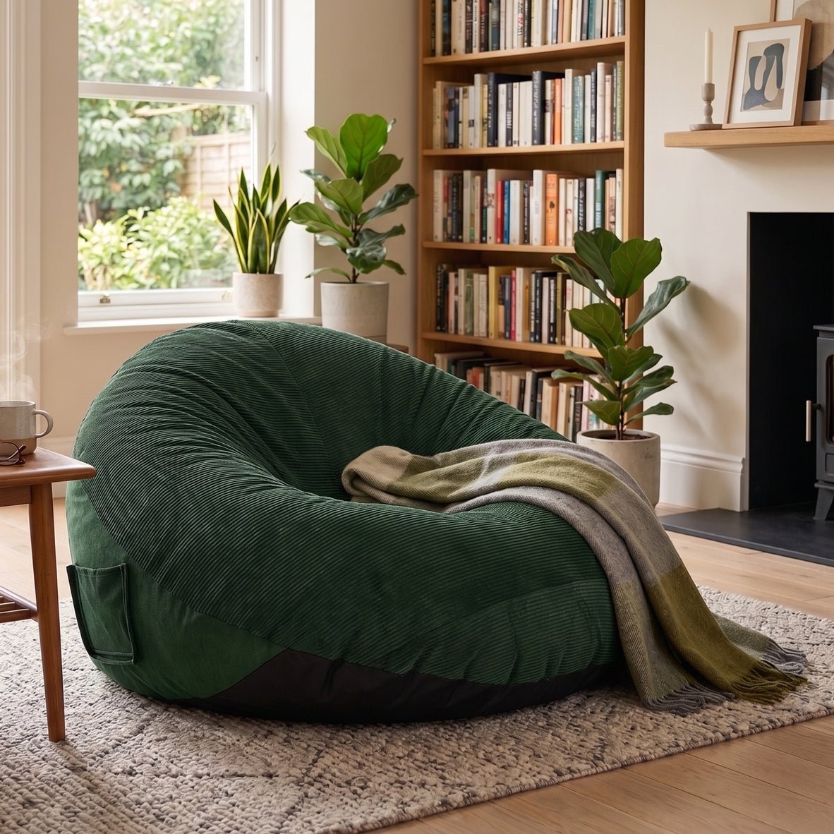 Corduroy Indoor Foam Beanbag - Maeve Living