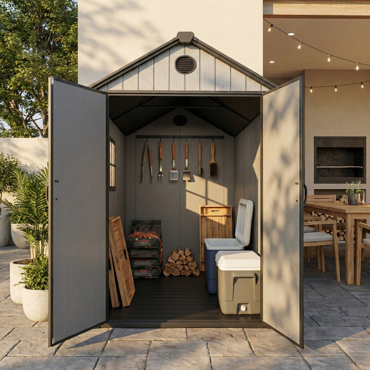 Double Door UV-Stabilised Outdoor Garden Storage Shed - Maeve Living