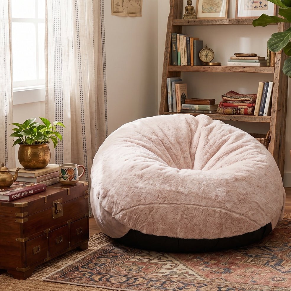 Faux Fur Indoor Foam Beanbag - Maeve Living