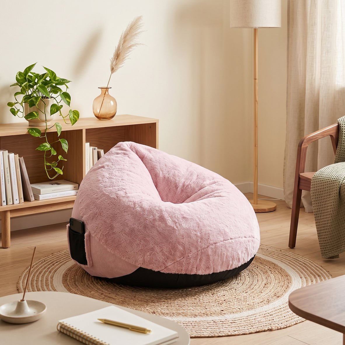 Faux Fur Indoor Foam Beanbag - Maeve Living