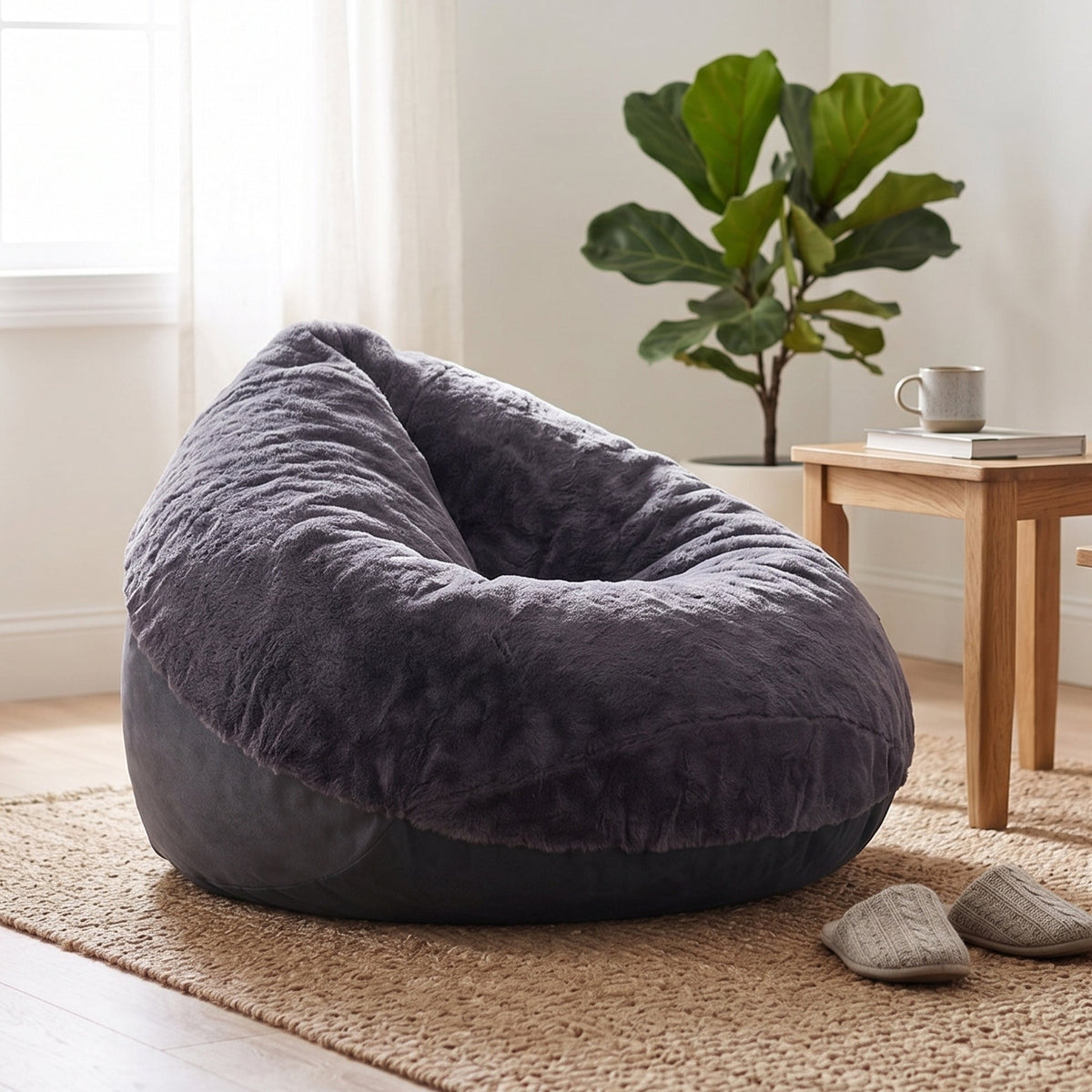 Faux Fur Indoor Foam Beanbag - Maeve Living