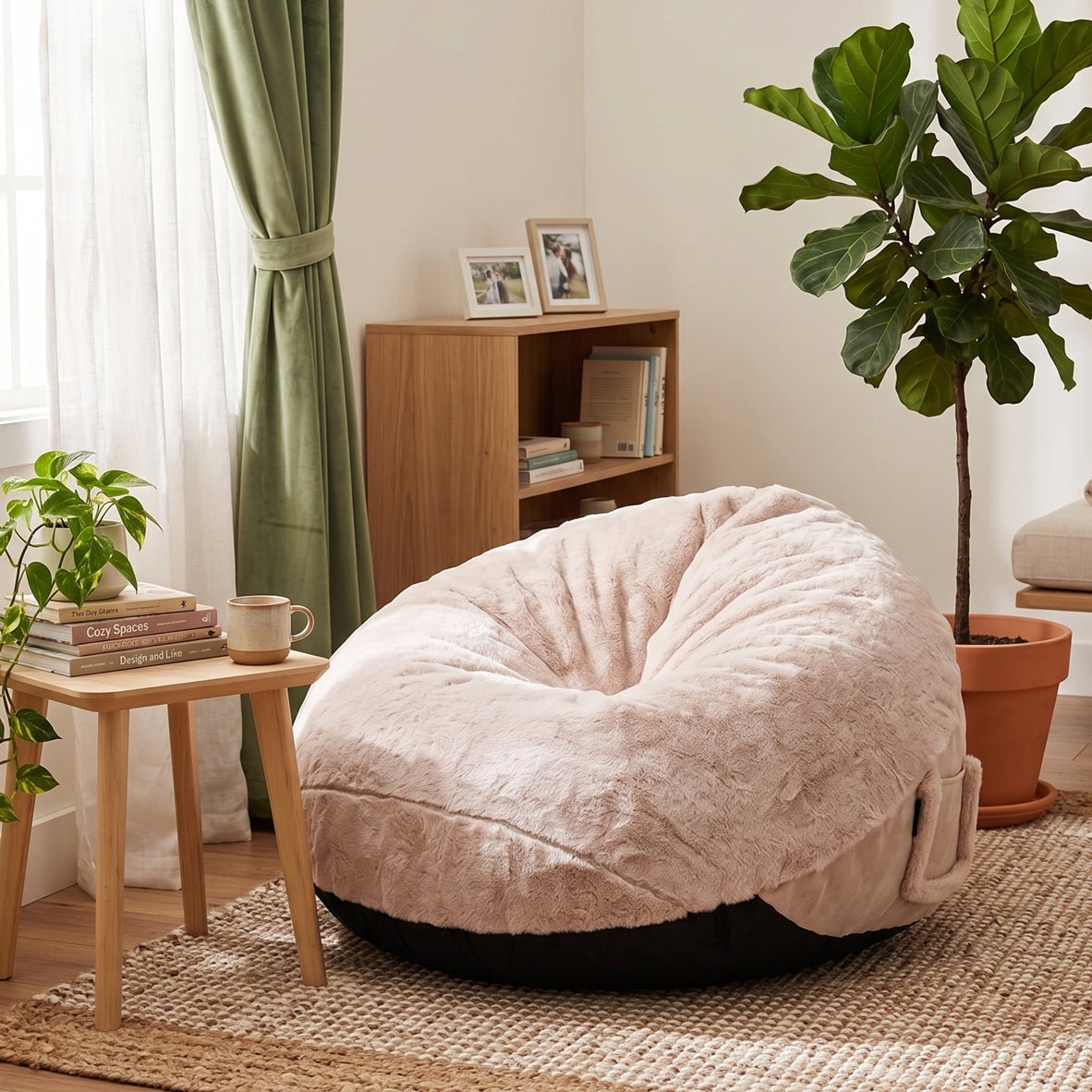 Faux Fur Indoor Foam Beanbag - Maeve Living