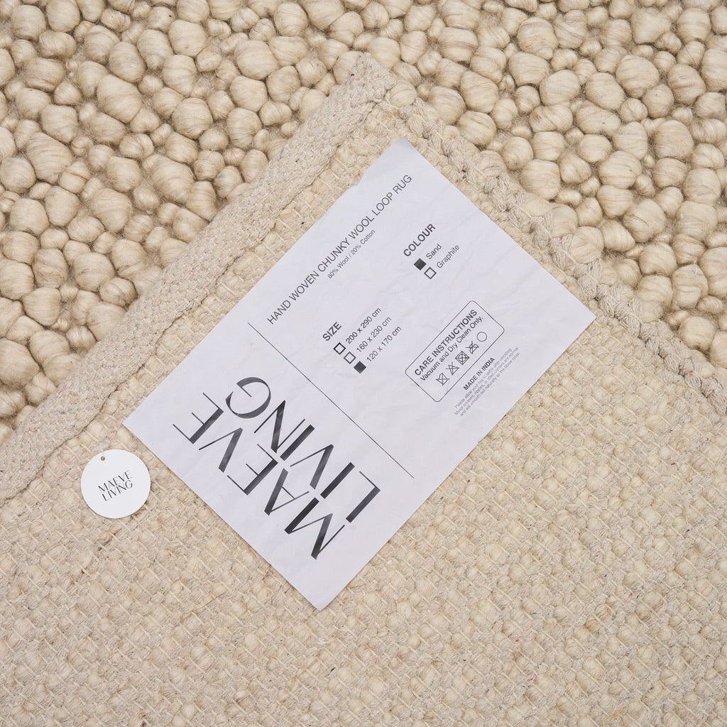Hand Woven Chunky Wool Loop Rug - Maeve Living