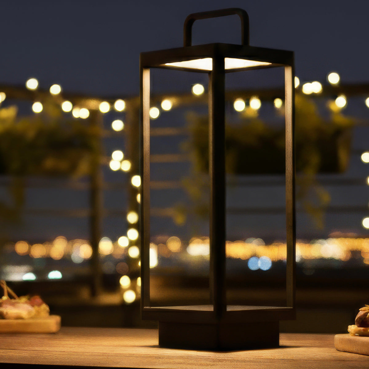 Matte Black Aluminum Outdoor Solar Lantern - Maeve Living