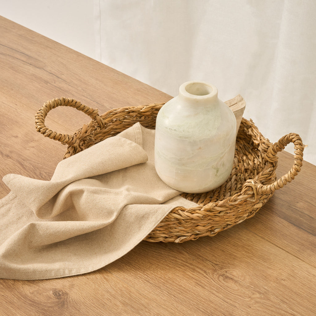 Round or Oval Woven Natural Tray Basket - Maeve Living