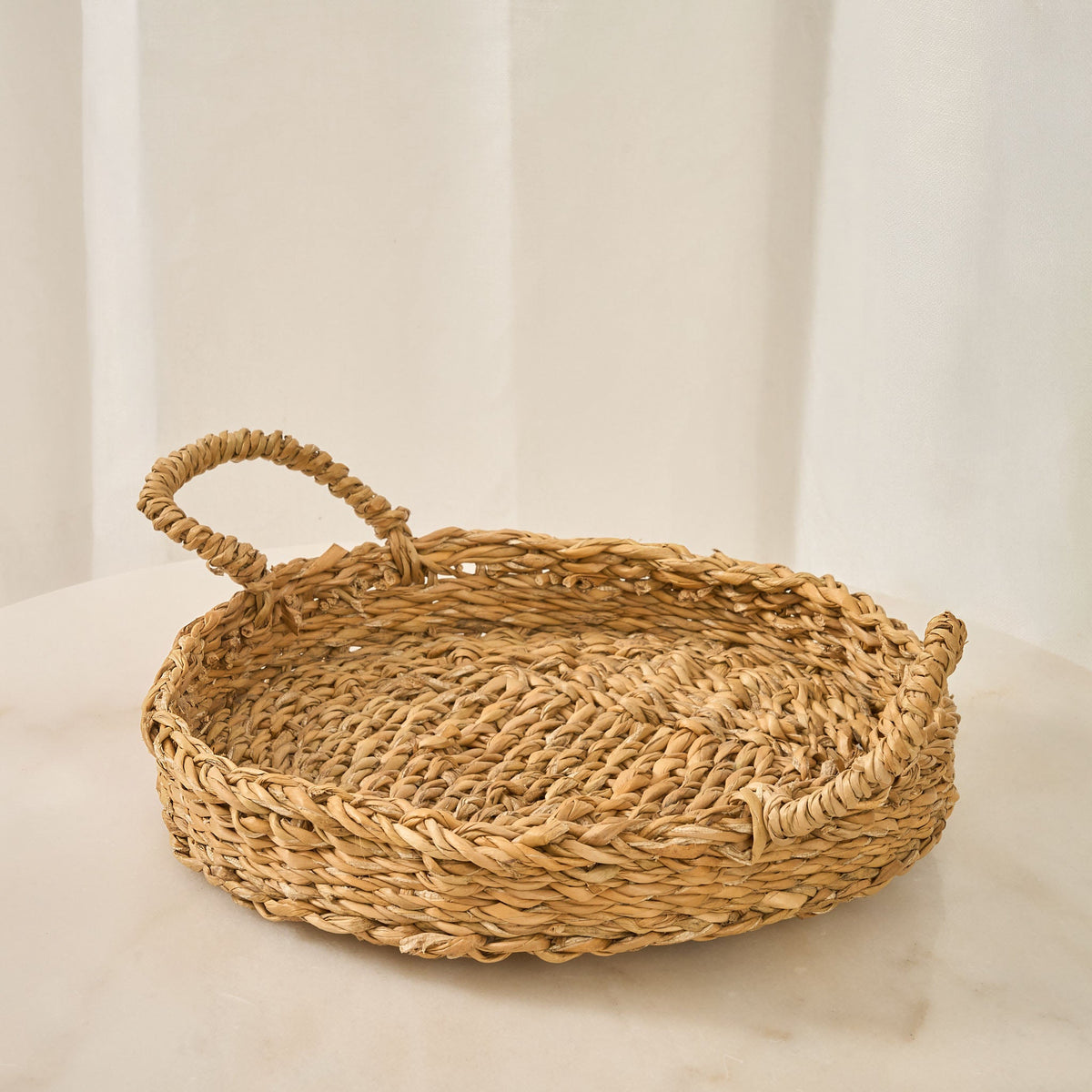 Round or Oval Woven Natural Tray Basket - Maeve Living