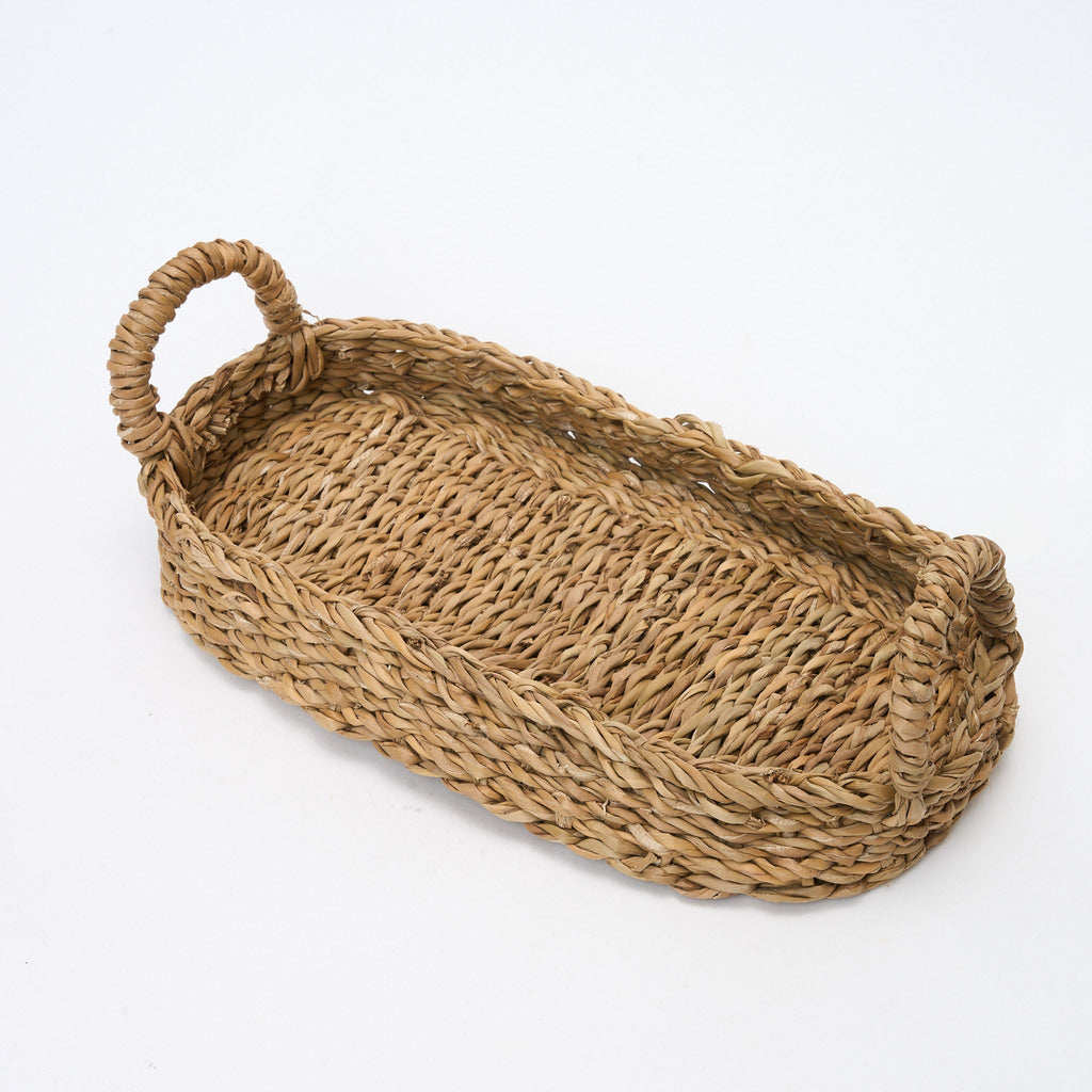 Round or Oval Woven Natural Tray Basket - Maeve Living