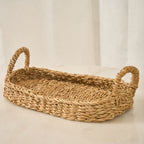 Round or Oval Woven Natural Tray Basket - Maeve Living
