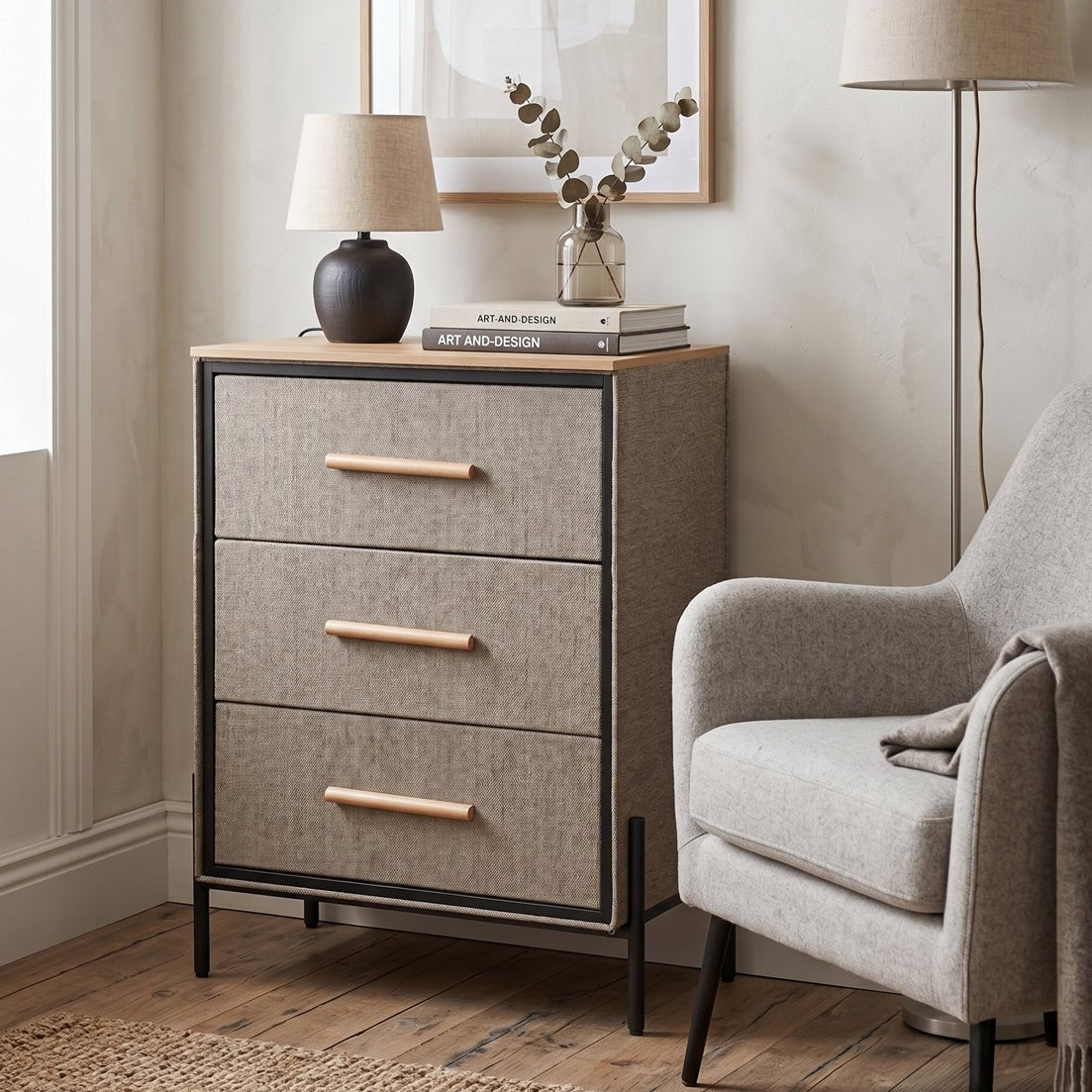 Three Drawer Milton Side Table - Maeve Living