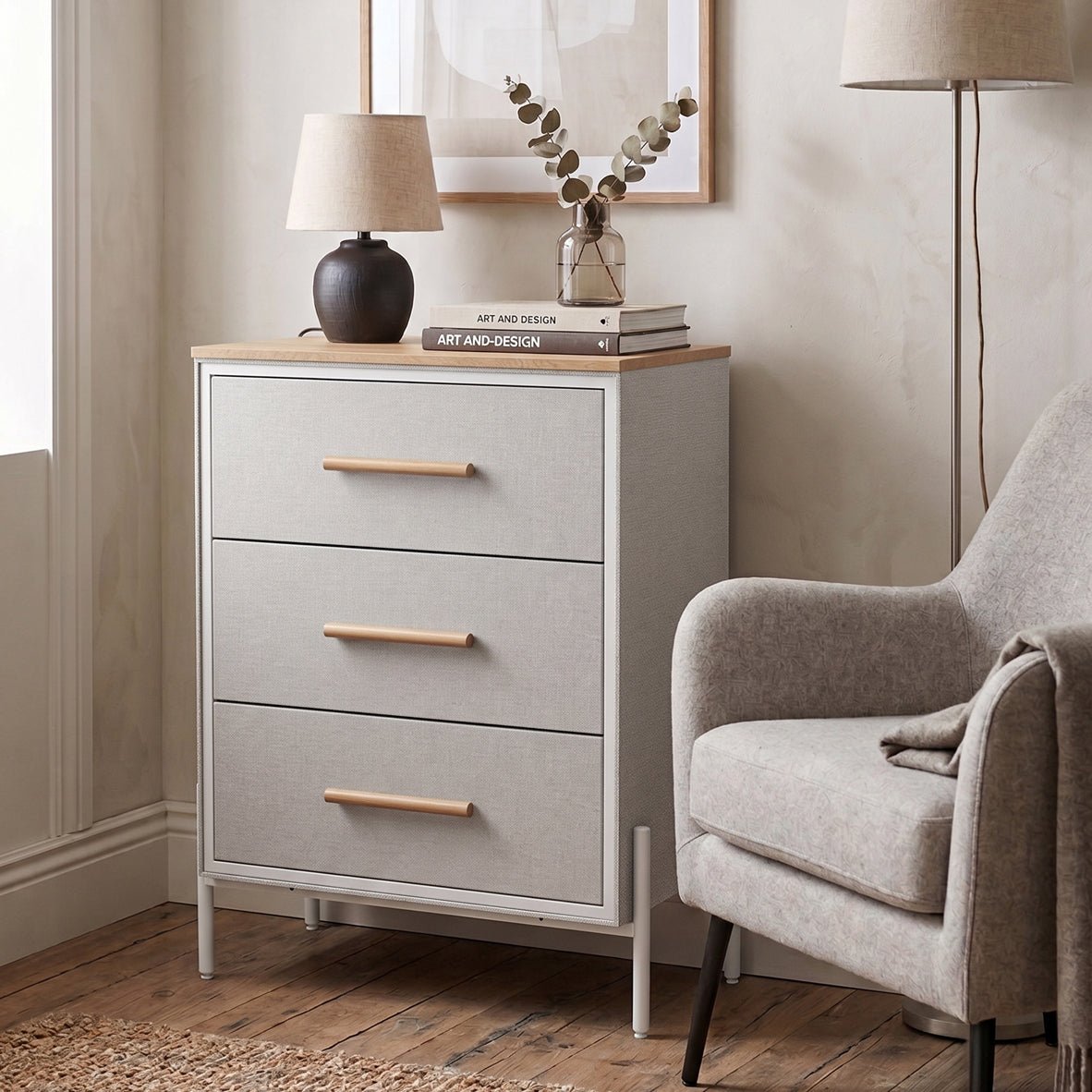 Three Drawer Milton Side Table - Maeve Living