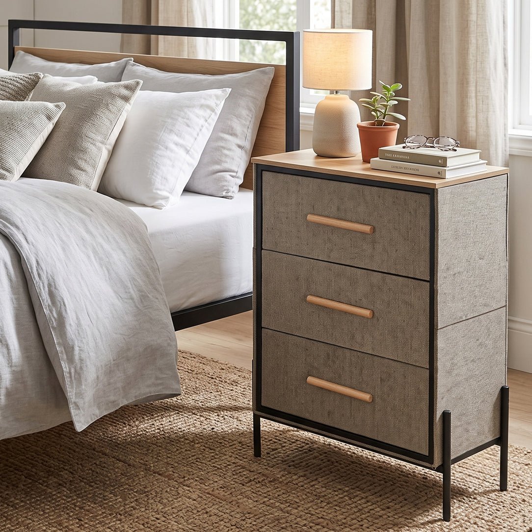 Three Drawer Milton Side Table - Maeve Living